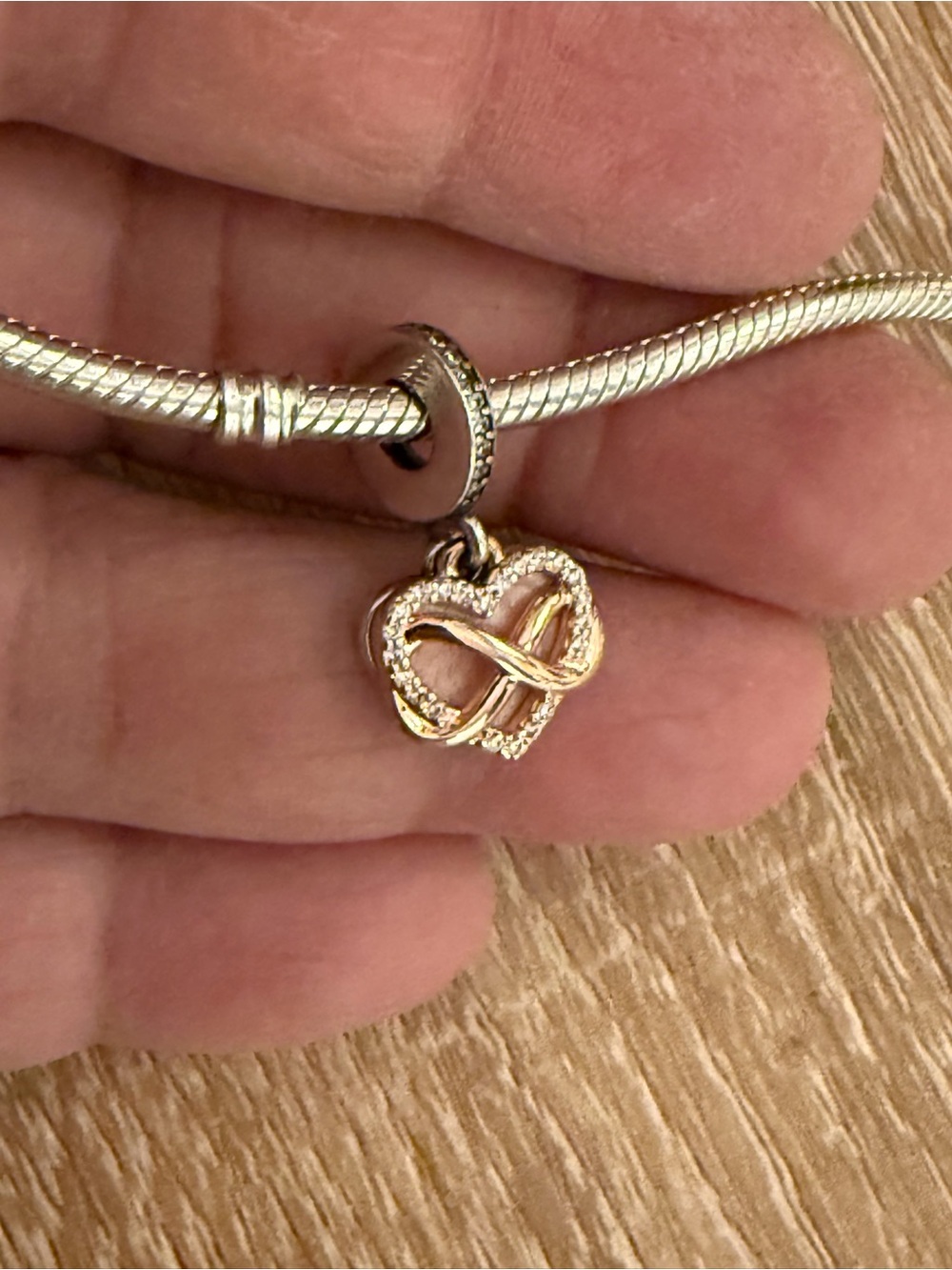 Elegant Heart & Infinity Charm Bracelet Pendant - Gold Tone